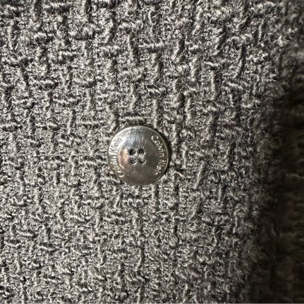 Calvin Klein Wool Knit Pea Coat Belt Warm Pockets Collar size 12p - Picture 2 of 12